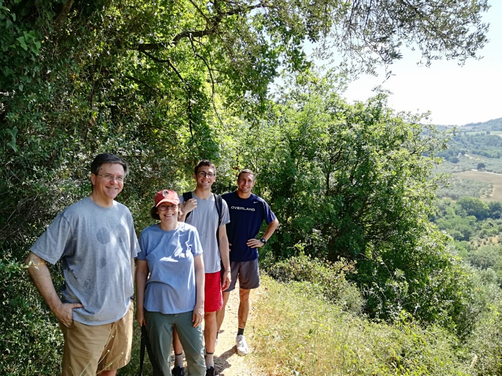 walkers in Umbrian landscape